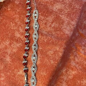 Elegant Ruby CZ and White CZ Women's Bracelet Set perfect for Holidays!!